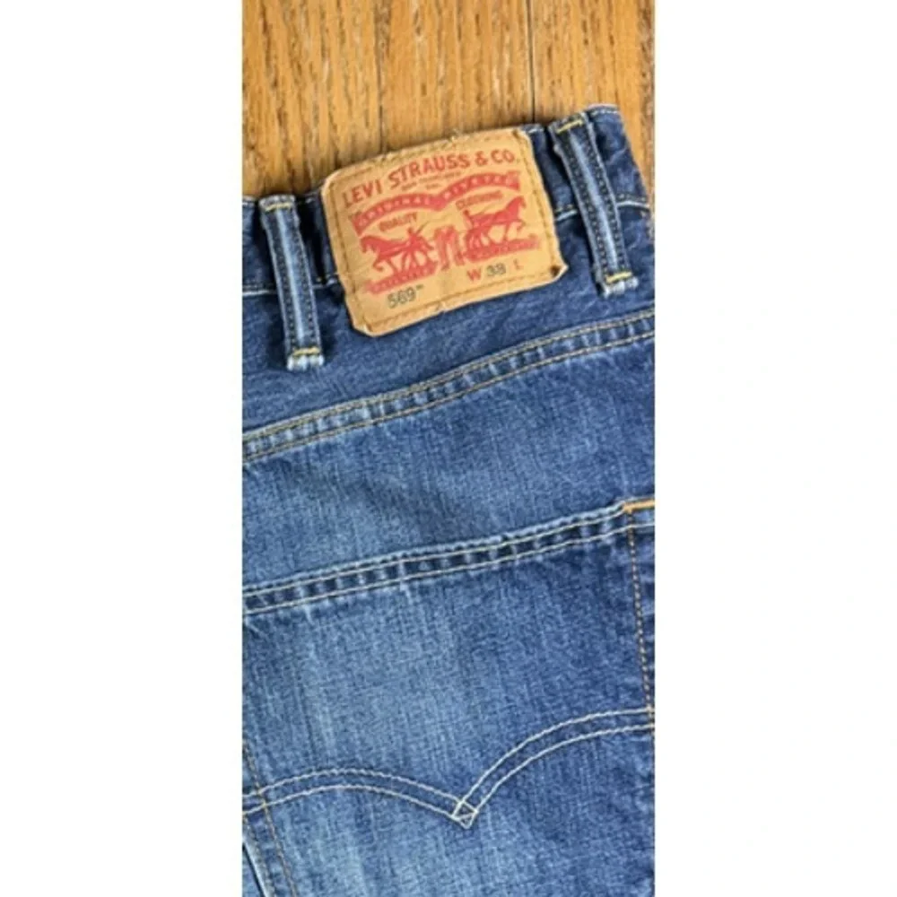 Levi's 569 Shorts Mens 38 Blue‎ Denim Jean Relaxed Fit Bermuda 5 Pocket Casual